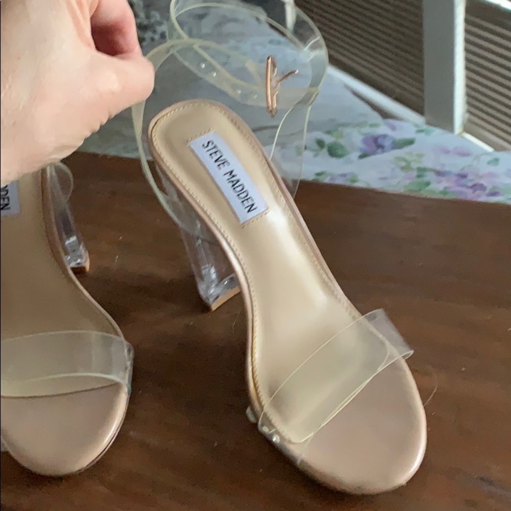Steve Madden Lucite ankle strap block heels